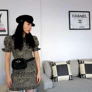 Puff & A line leopard mini dress